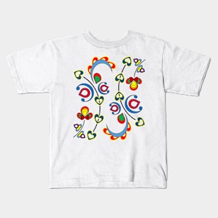 Modern Norwegian Rosemaling Design Kids T-Shirt